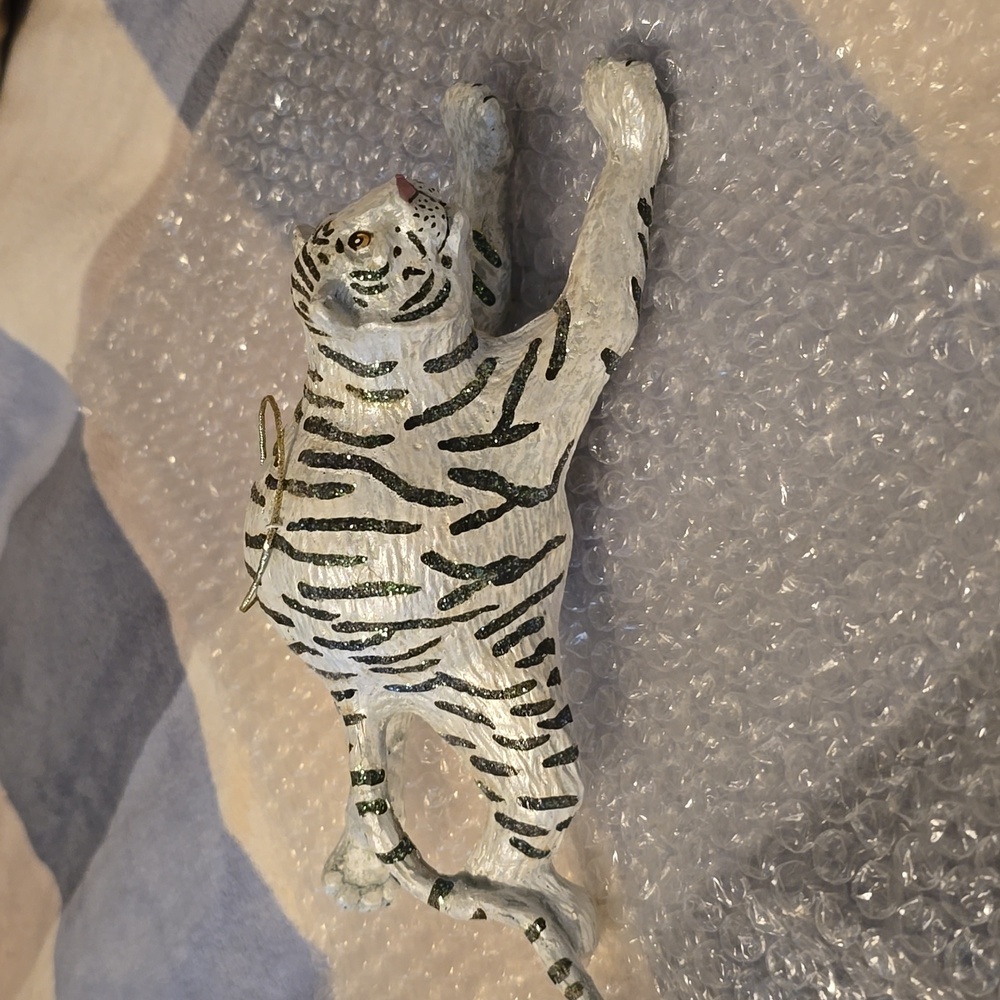 White and Black Striped Tiger Figurine
